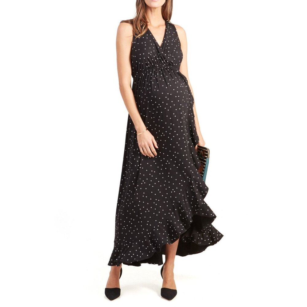 Ingrid + Isabel Racerback Ruffle Skirt Dress Black Polka Dot Print Size Small - Picture 1 of 4
